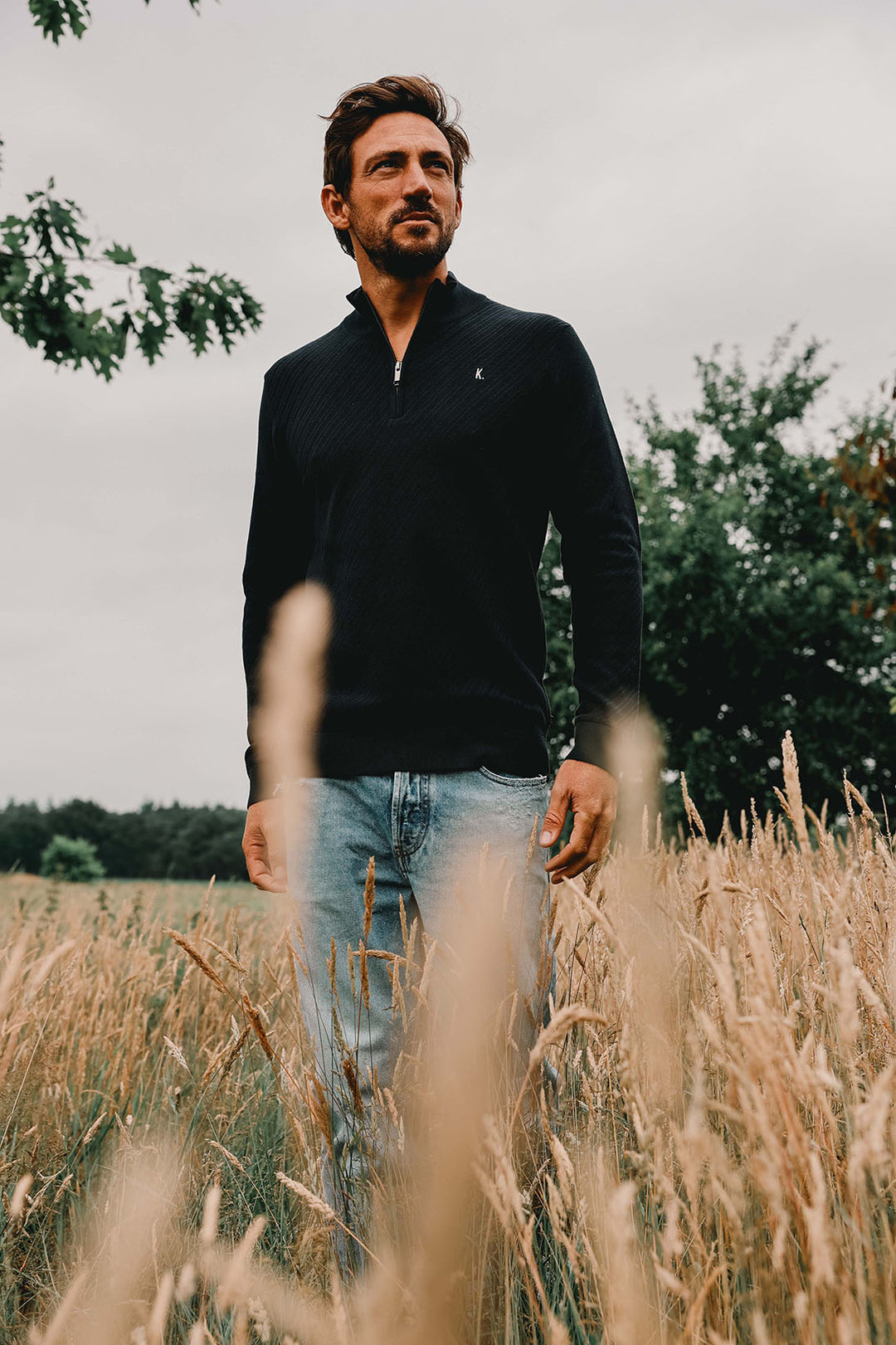 【PRY】Cross-Seam Pullover Shirt【BLACK】 Jumper Crossed Zip – Kultivate.com