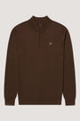 Knitted Badge Half Zip ocolate-brown