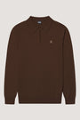 Knitted Badge Polo Zip ocolate-brown